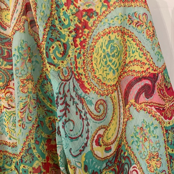 Anthropologie Fig and Flower Floral Sheer Flowy Button Top - Picture 12 of 12